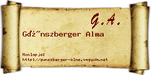 Günszberger Alma névjegykártya